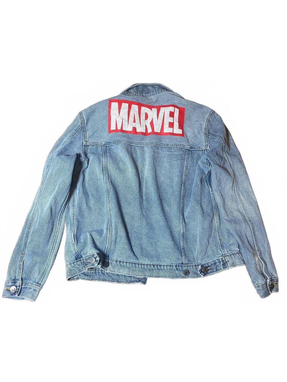 Marvel themed graphic blue jean jacket H&M Divided Men's medium- 030J